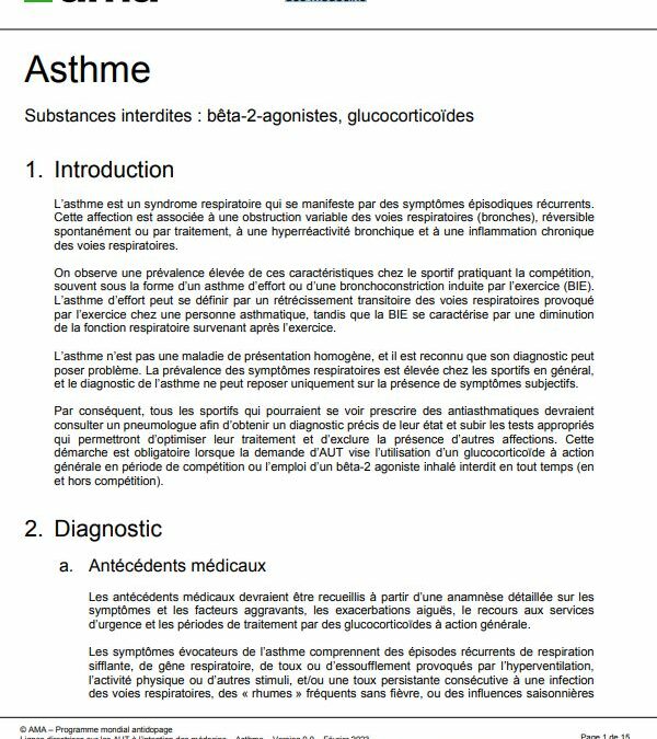 Lignes directrices sur les AUT à l’intention des médecins : asthme