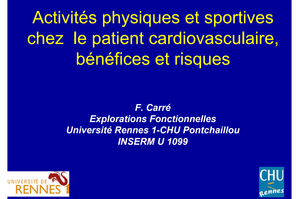 Activités physiques et sportives chez le patient cardiovasculaire