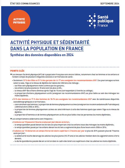 Activité physique et sédentarité dans la population en France