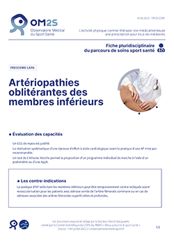 Artériopathies oblitérantes des membres inférieurs (AOMI) et APA (fiche OM2S)
