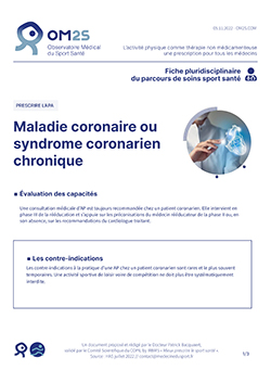 Maladie coronaire ou syndrome coronarien chronique et APA (fiche OM2S)